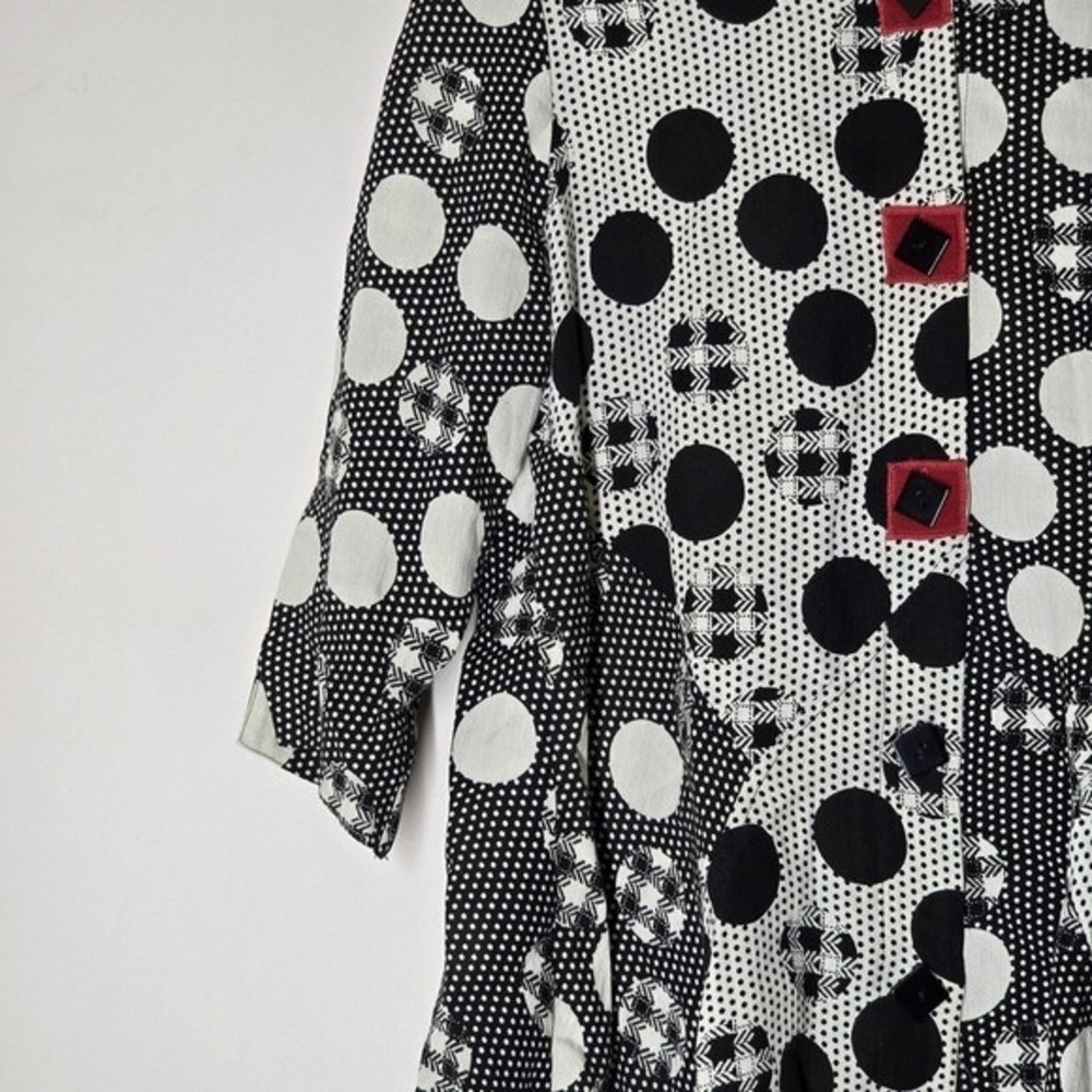 Ali Miles Polka Dot Patchwork Tunic Top Womens M … - image 4